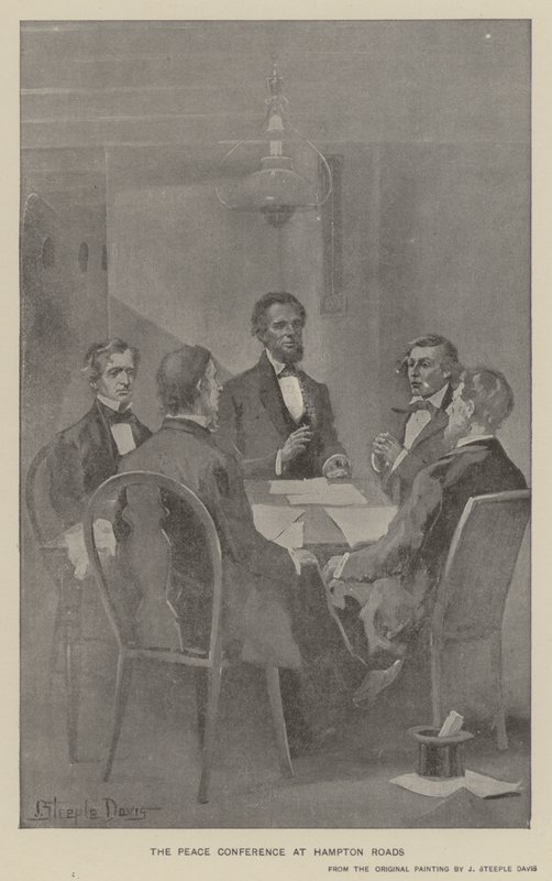 A Conferência de Paz em Hampton Roads (litho) de J. (after) Steeple Davis