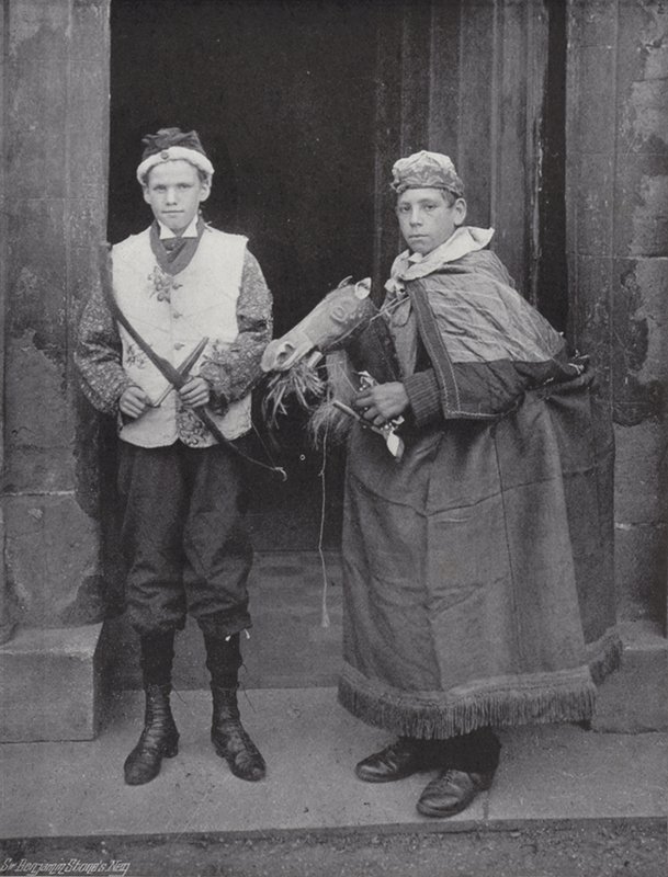 A dança do chifre, abades Bromley, o tolo e Robin Hood de J. Benjamin Stone
