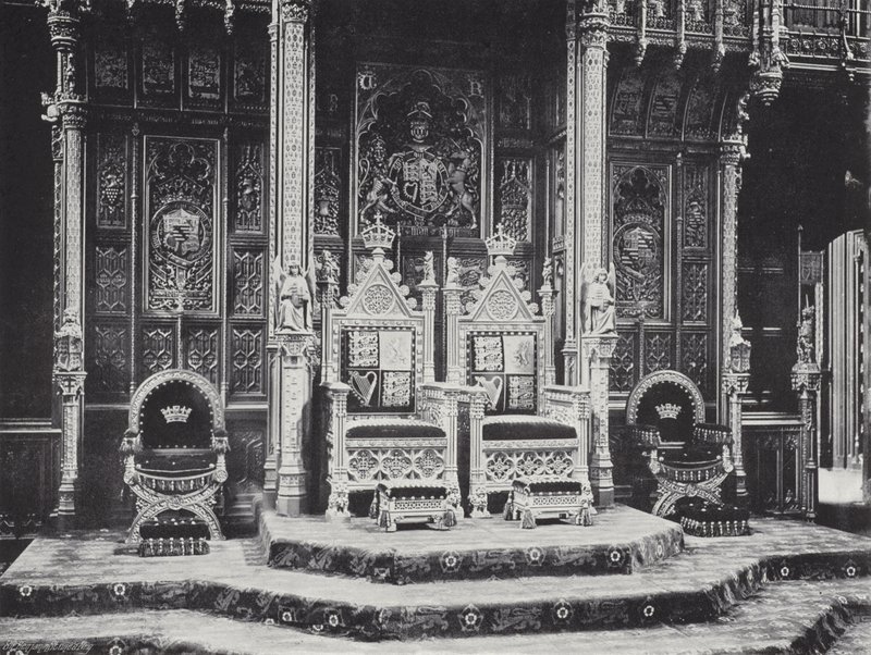 O trono na Câmara dos Lordes de J. Benjamin Stone