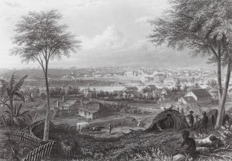 Austrália: Brisbane (gravura) de J. C. Armytage