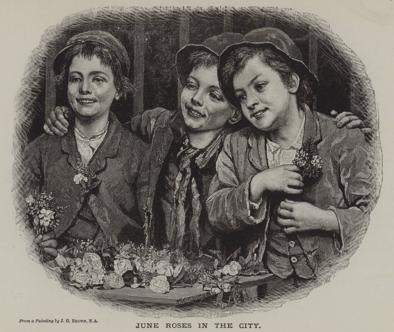 June Roses in the City (gravura) de J. Gillis Brown