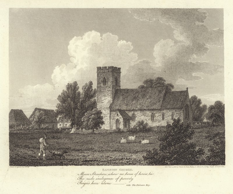 Robert Bloomfield, poeta: Igreja Sapiston (gravura) de J. Greig