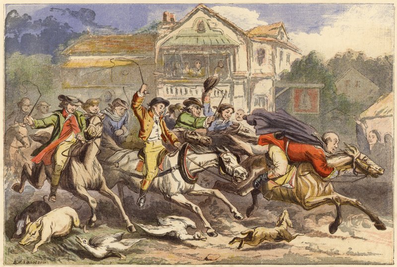 Passeio famoso de John Gilpin (chromolitho) de J. H. Nicholson
