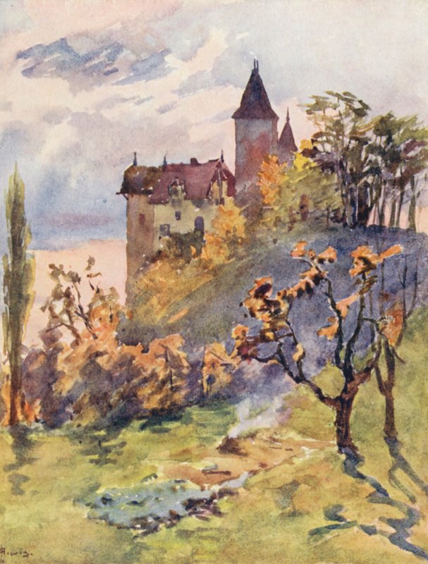 Chateau de Blonay (litografia a cores) de J. Hardwicke Lewis