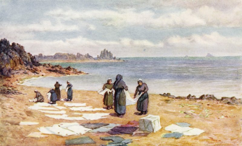 Dia de secagem em La Houle (cor litho) de J. Hardwicke Lewis