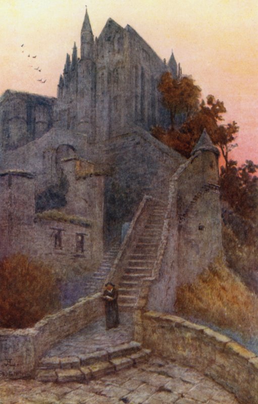 La Merveille, Mont St Michel (cor litho) de J. Hardwicke Lewis
