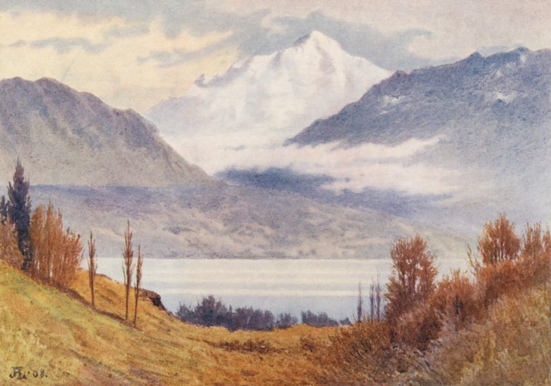 O Monte Branco visto de cima de Morges (litografia a cores) de J. Hardwicke Lewis