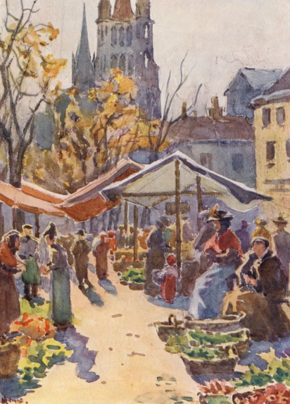 A praça do mercado, Lausana (litografia a cores) de J. Hardwicke Lewis