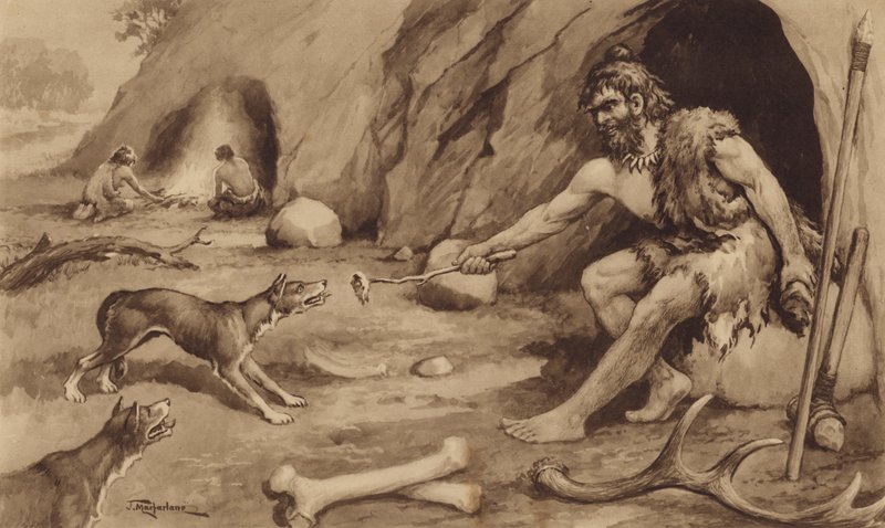 Homem das cavernas (litho) de J. Macfarlane
