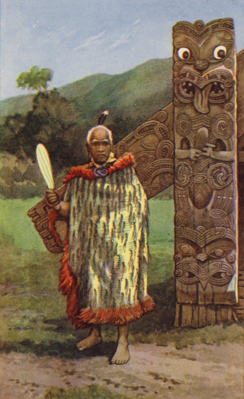 Chefe Maori (lito colorido) de J. Macfarlane