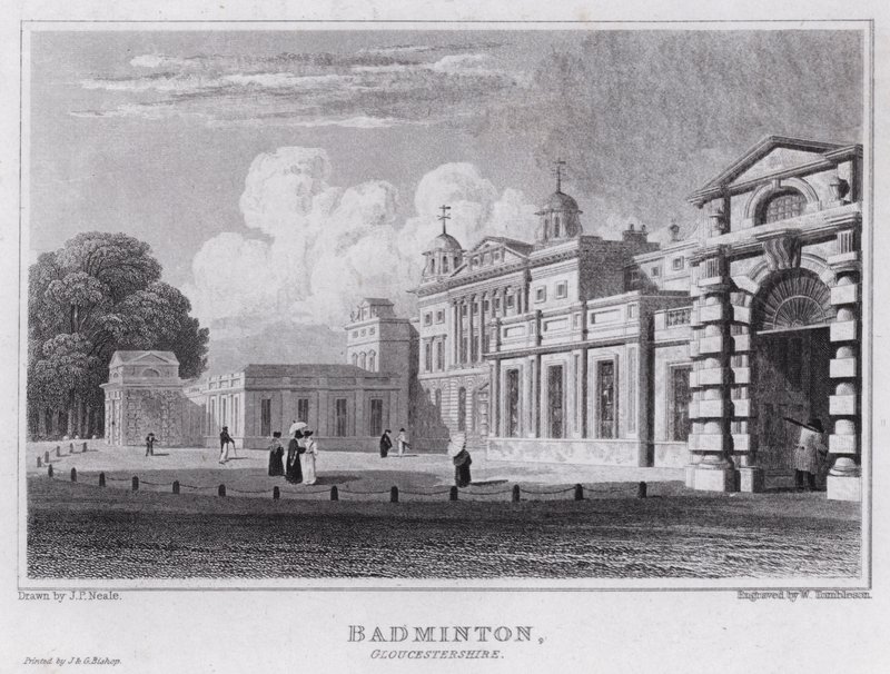 Badminton, Gloucestershire (gravura) de John Preston Neale