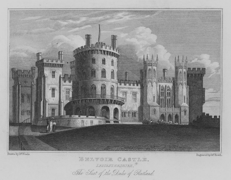 Castelo de Belvoir, Leicestershire; A Sede do Duque de Rutland (gravura) de John Preston Neale