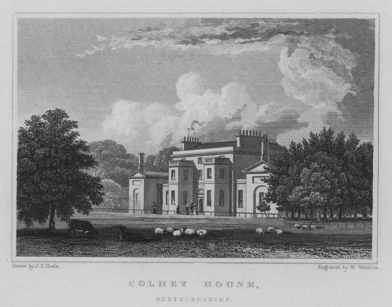Colney House, Hertfordshire (gravura) de John Preston Neale