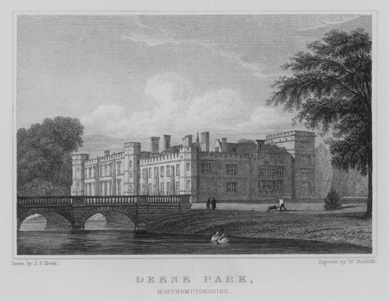 Deene Park, Northamptonshire (gravura) de John Preston Neale