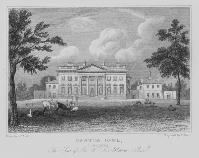 Denton Park, Yorkshire, The Seat of Sir W C Ibbetson, Baronete (gravura) de John Preston Neale