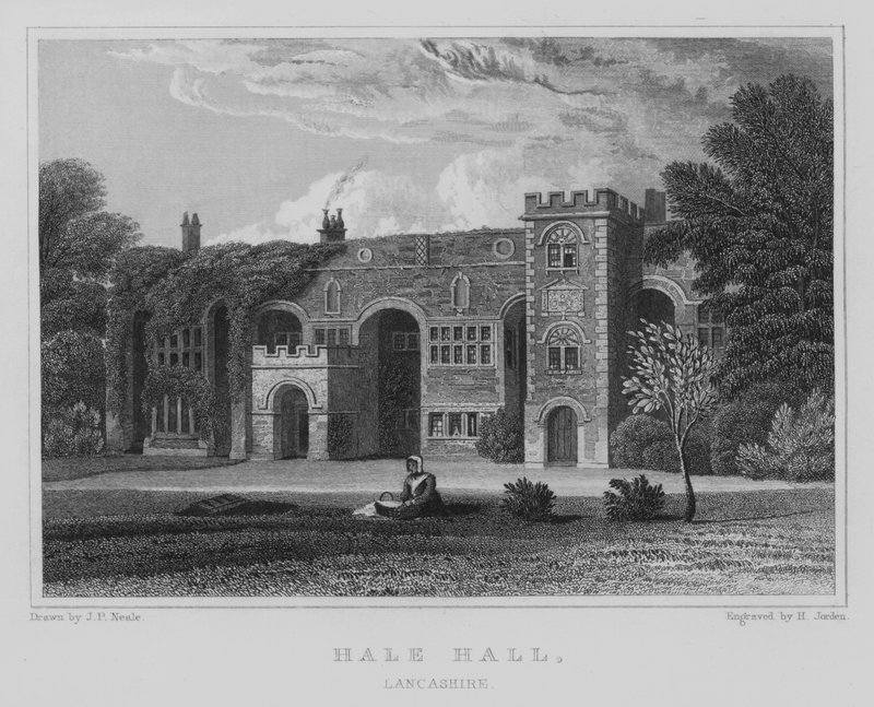 Hale Hall, Lancashire (gravura) de John Preston Neale