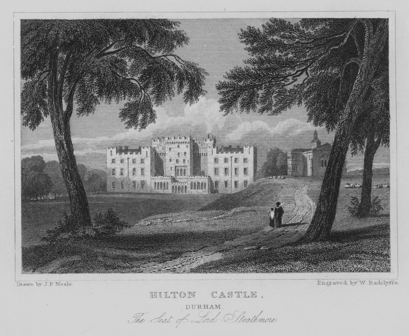 Castelo Hilton, Durham, A Sede do Senhor Strathmore (gravura) de John Preston Neale