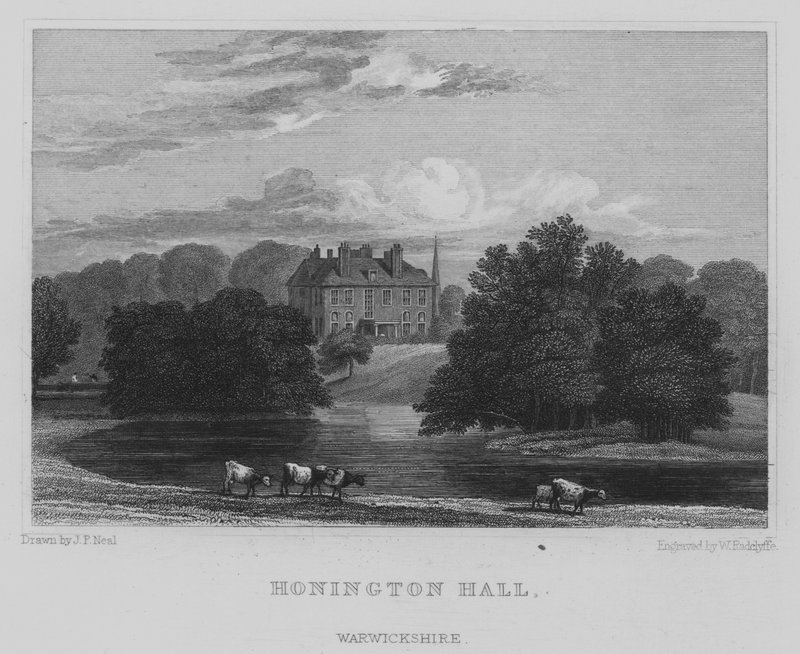Honington Hall, Warwickshire (gravura) de John Preston Neale