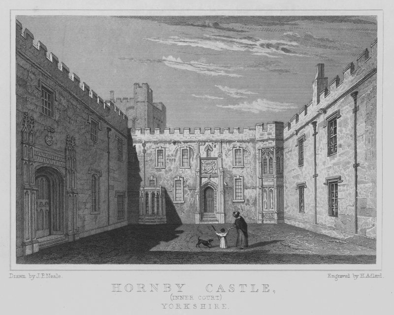 Hornby Castle, Inner Court, Yorkshire (gravura) de John Preston Neale