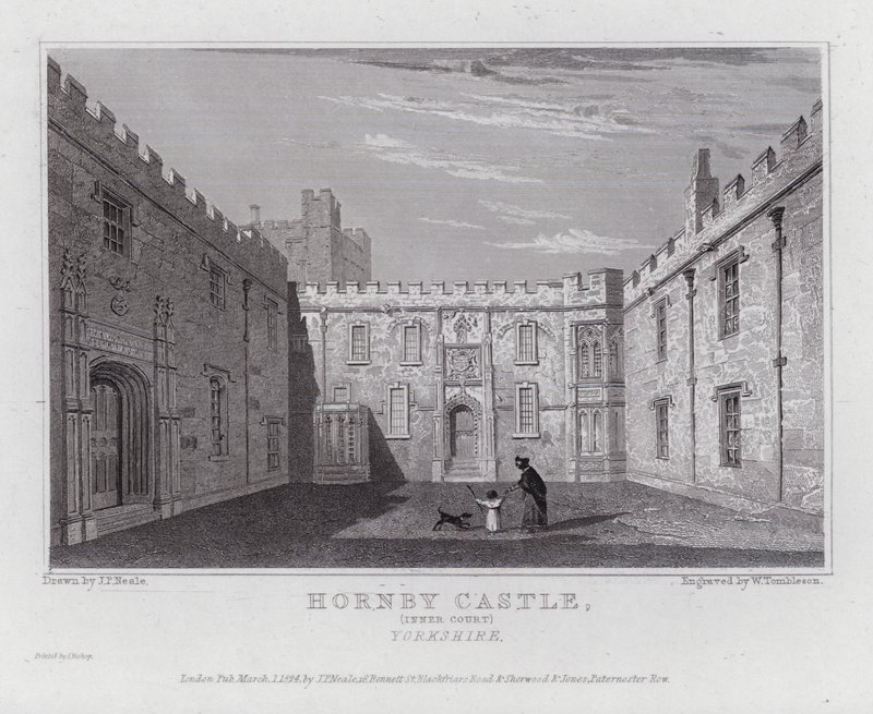 Hornby Castle, Inner Court, Yorkshire (gravura) de John Preston Neale
