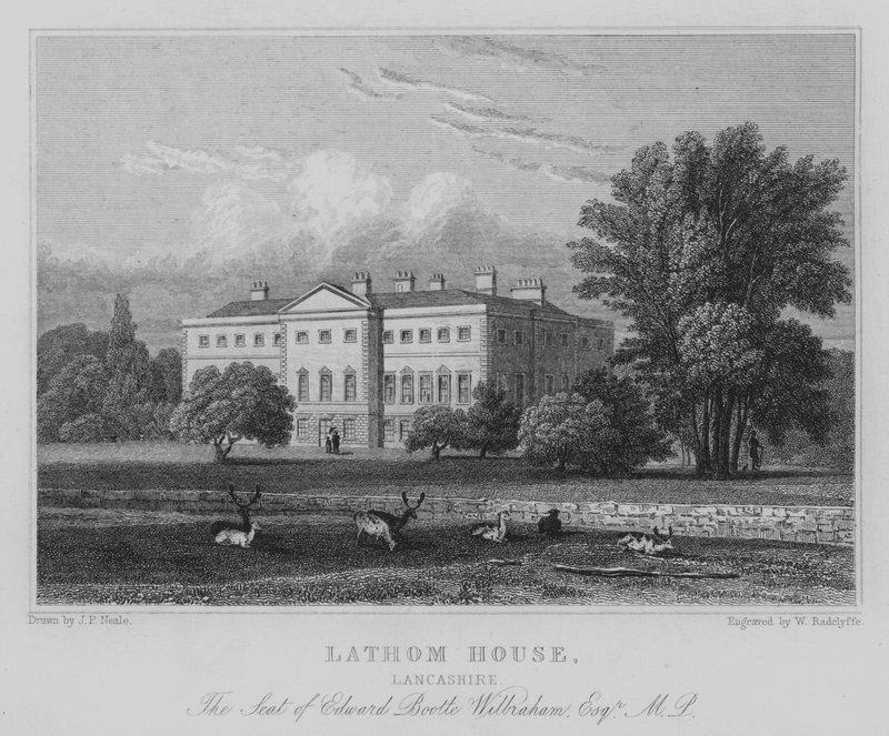 Lathom House, Lancashire, The Seat of Edward Boolte Wilbraham, Esquire, MP (gravura) de John Preston Neale