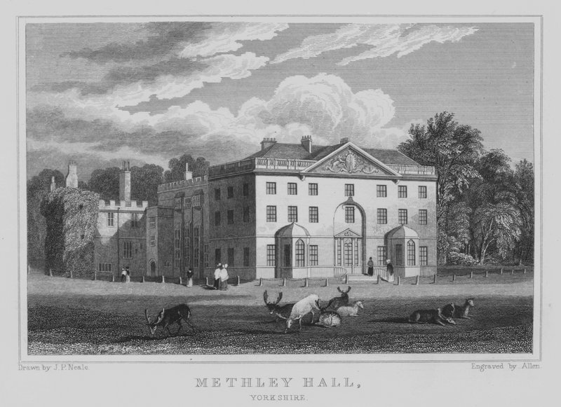 Methley Hall, Yorkshire (gravura) de John Preston Neale
