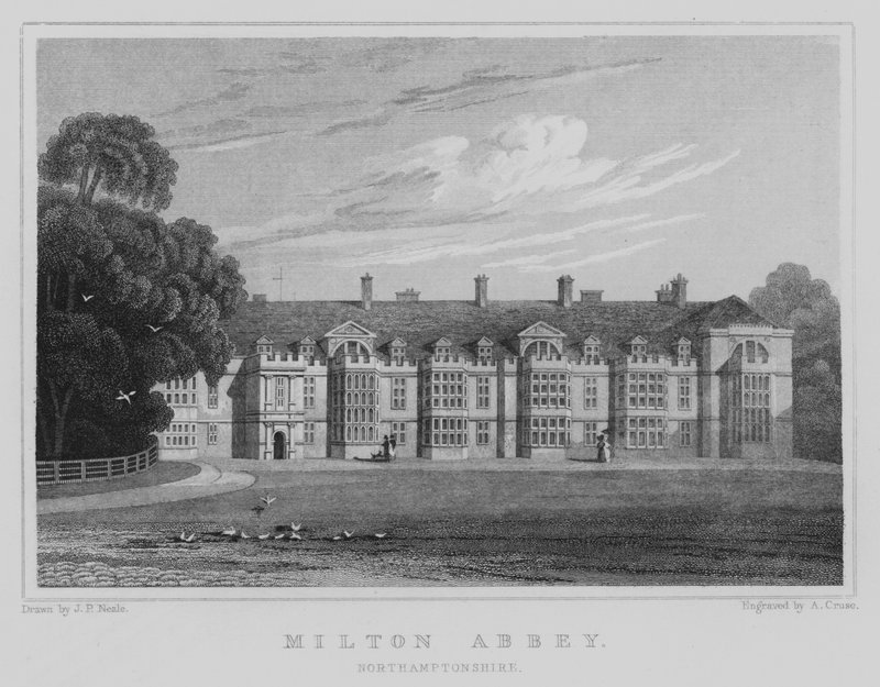 Milton Abbey, Northamptonshire (gravura) de John Preston Neale