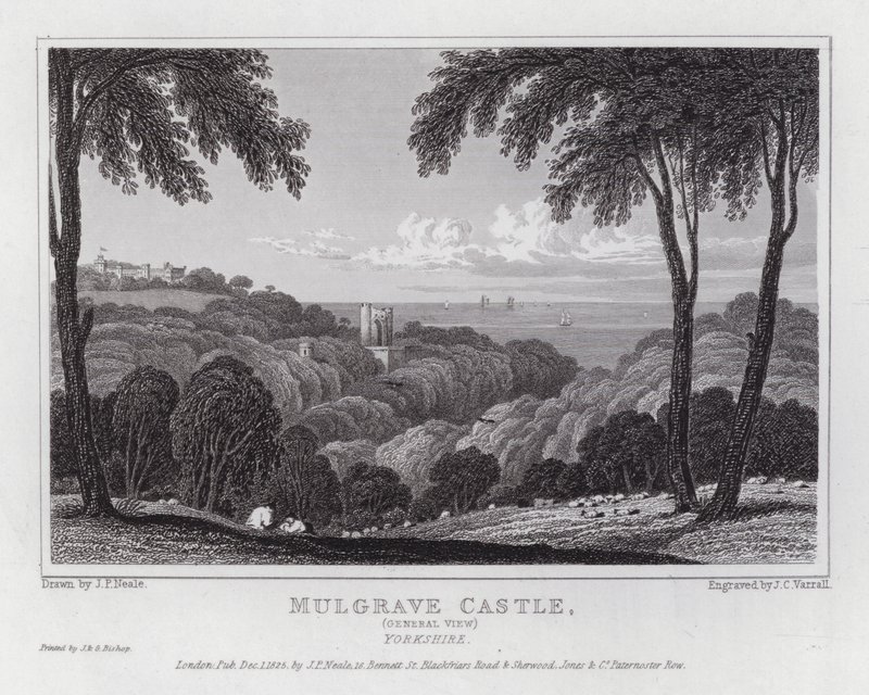 Mulgrave Castle, General View, Yorkshire (gravura) de John Preston Neale