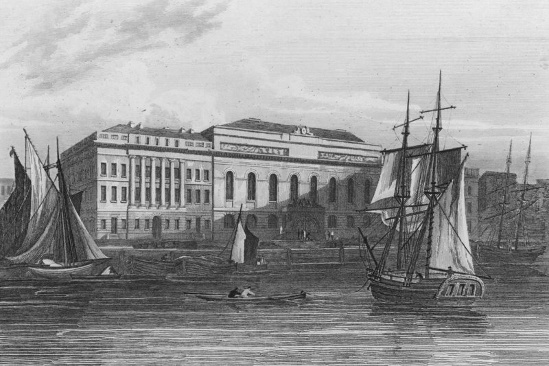 New Custom House, Londres (gravura) de John Preston Neale