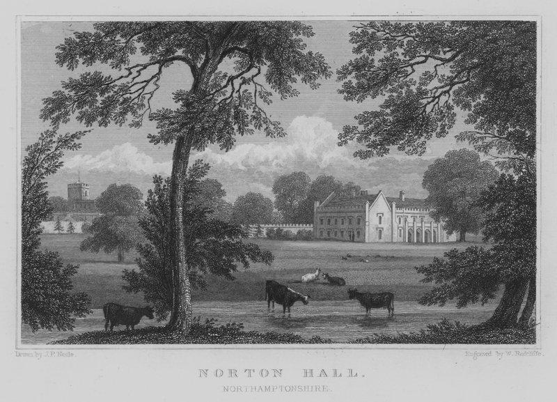Norton Hall, Northamptonshire (gravura) de John Preston Neale