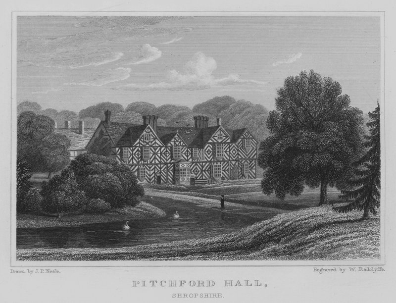 Pitchford Hall, Shropshire (gravura) de John Preston Neale