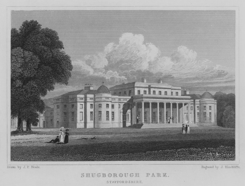 Shugborough Park, Staffordshire (gravura) de John Preston Neale