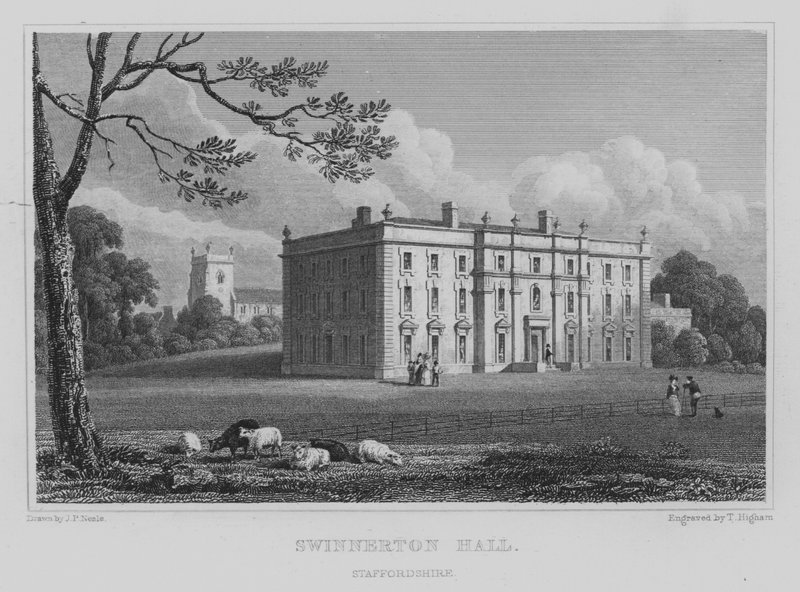 Swinnerton Hall, Staffordshire (gravura) de John Preston Neale