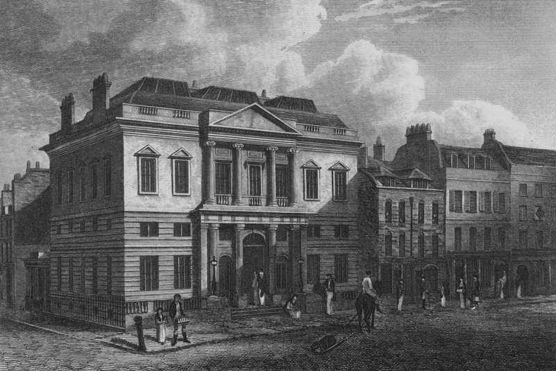 The Auction Mart, Londres (gravura) de John Preston Neale