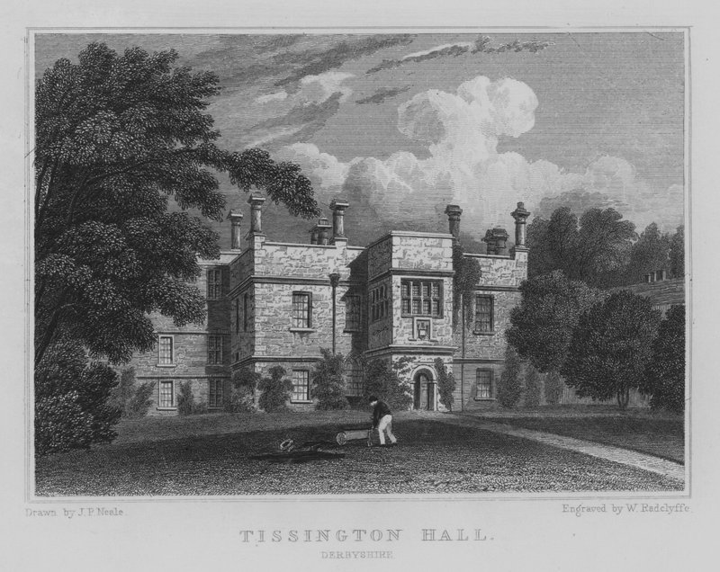 Tissington Hall, Derbyshire (gravura) de John Preston Neale