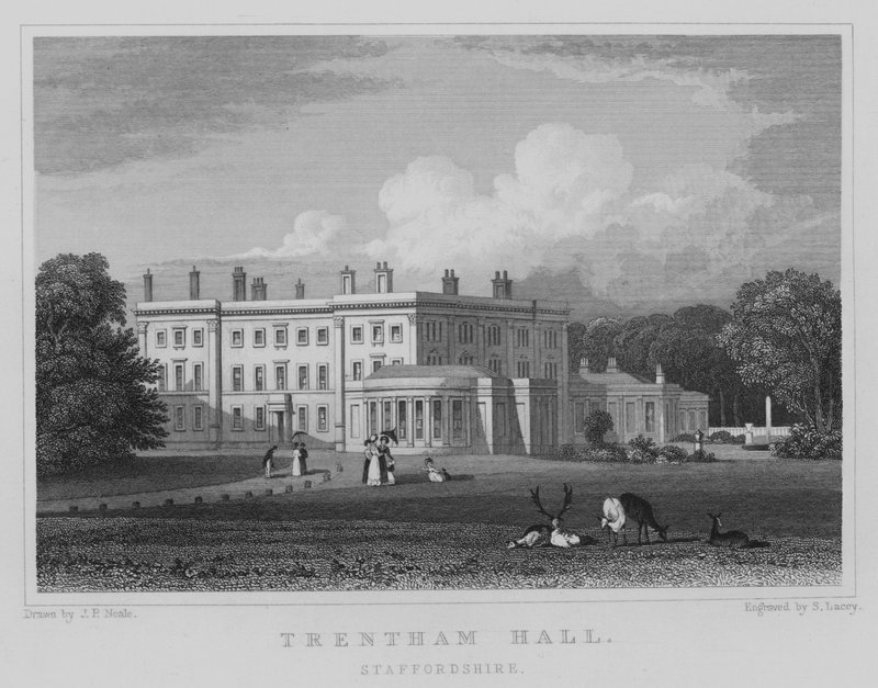 Trentham Hall, Staffordshire (gravura) de John Preston Neale