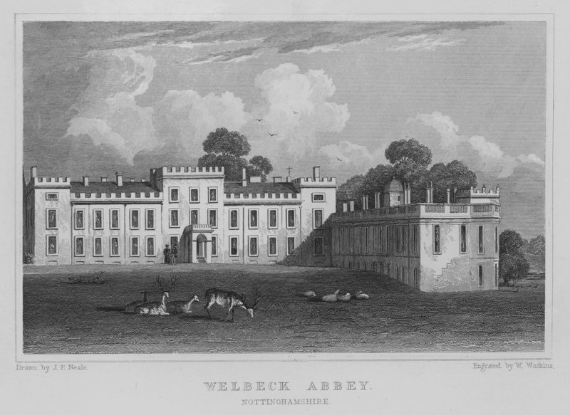 Welbeck Abbey, Nottinghamshire (gravura) de John Preston Neale