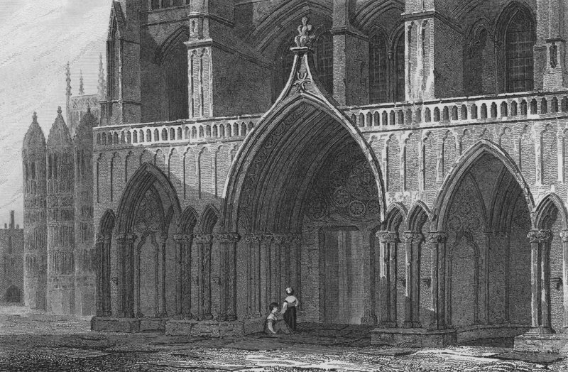 Abadia de Westminster, North Porch, com parte de Henry a 7ª Capela (gravura) de John Preston Neale