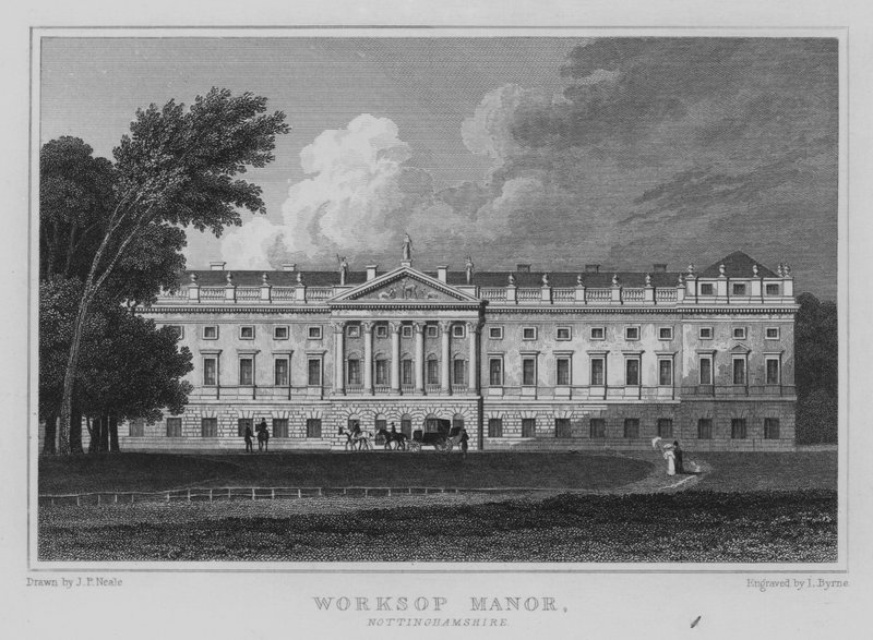 Worksop Manor, Nottinghamshire (gravura) de John Preston Neale