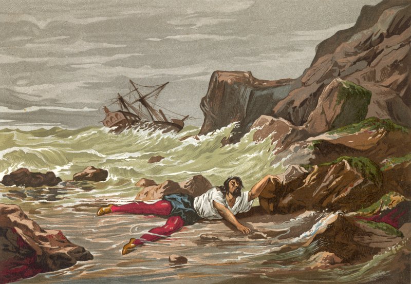 Morte de Vesalius em um naufrágio em seu retorno da Terra Santa de J. Serra