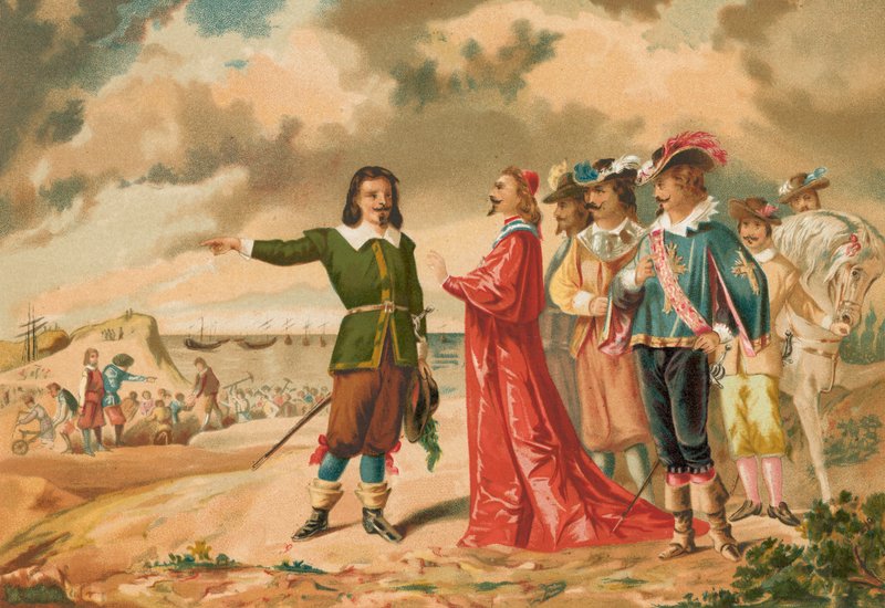 Gerard Desargues e Cardeal Richelieu em La Rochelle de J. Ventura