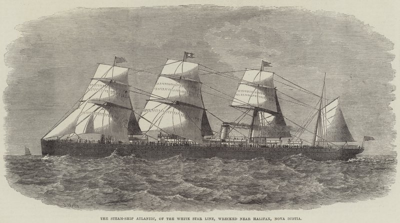 O Atlântico a vapor, da White Star Line, naufragou perto de Halifax, Nova Escócia de J. Wells