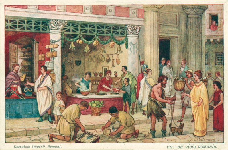 Antigo cenário de rua romana (cor litho) de J. Williamson