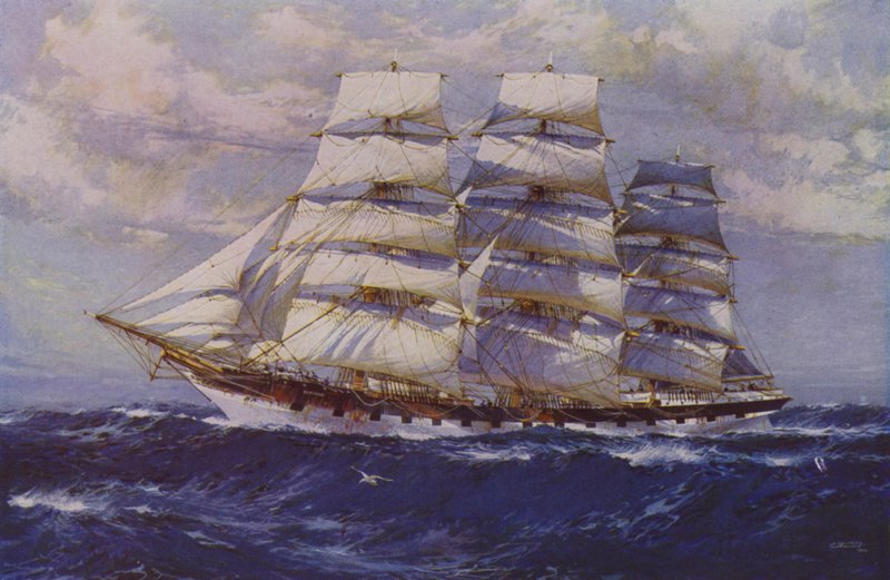 Veleiro Taranaki (cor litho) de Jack (after) Spurling