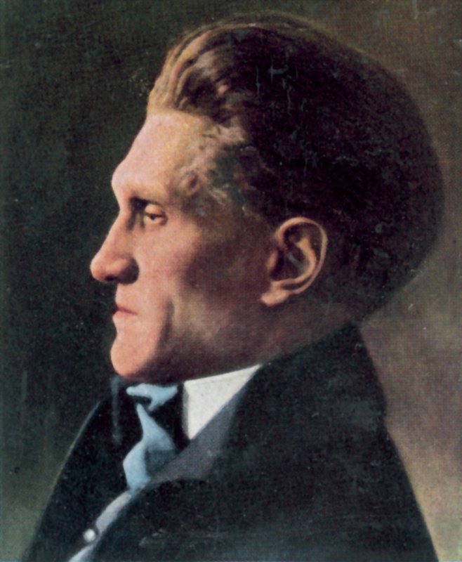Stefan George, poeta alemão (litografia a cores) de Jacob Hilsdorf