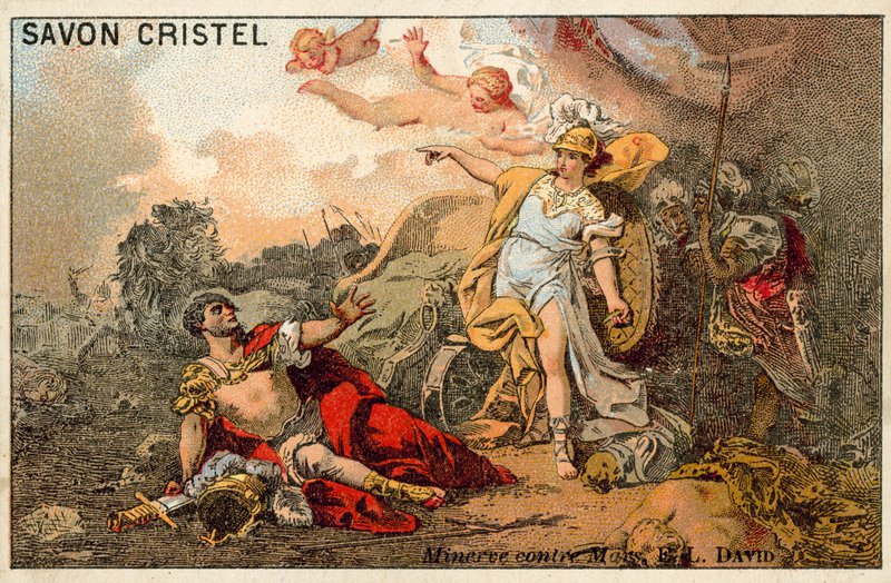 O combate de Marte e Minerva (cromolito) de Jacques Louis David