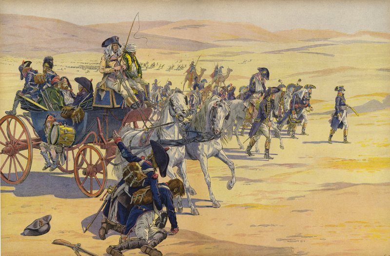 Napoleão Bonparte e suas tropas no deserto de Jacques Marie Gaston Onfray de Breville (Job)