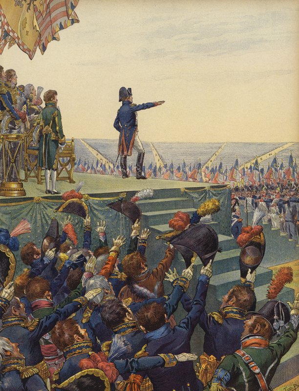 O exército de Napoleão Bonaparte prometendo fidelidade a ele de Jacques Marie Gaston Onfray de Breville (Job)