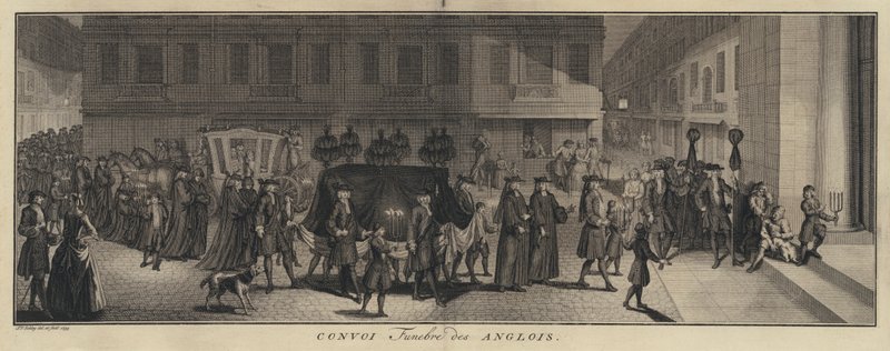 Procissão fúnebre inglesa (gravura) de Jakob van der Schley