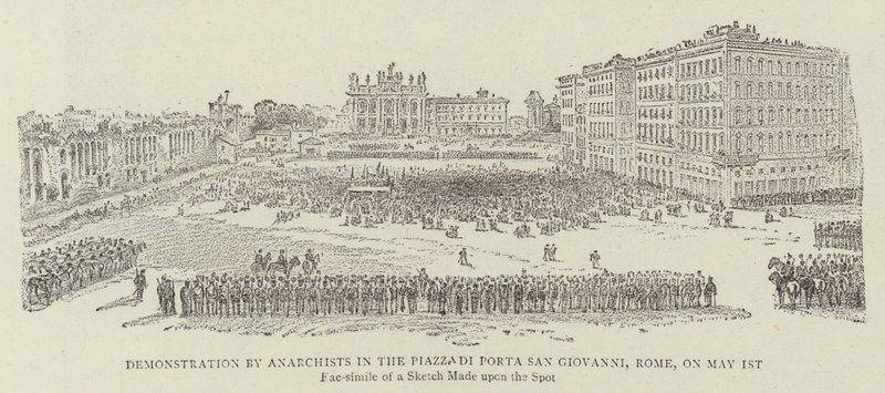 Manifestação dos anarquistas na Piazza di Porta San Giovanni, Roma, em 1º de maio de 1891 de James A. Shearman